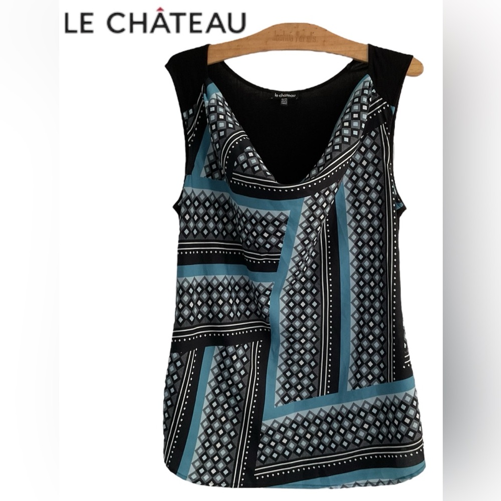 ❤️Château Black and Blue Patterned Tank Top